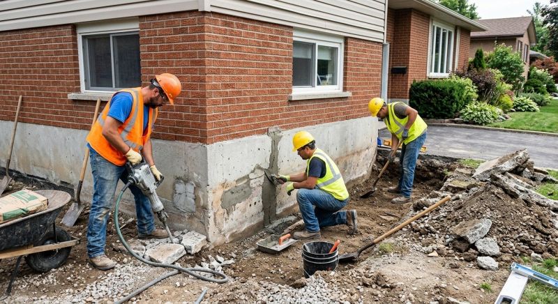 Our team working on Foundation Repair projects in Middleboro, MA