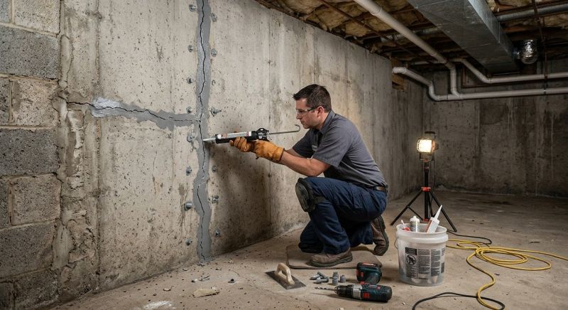 Basement Crack Repair in Middleboro, MA