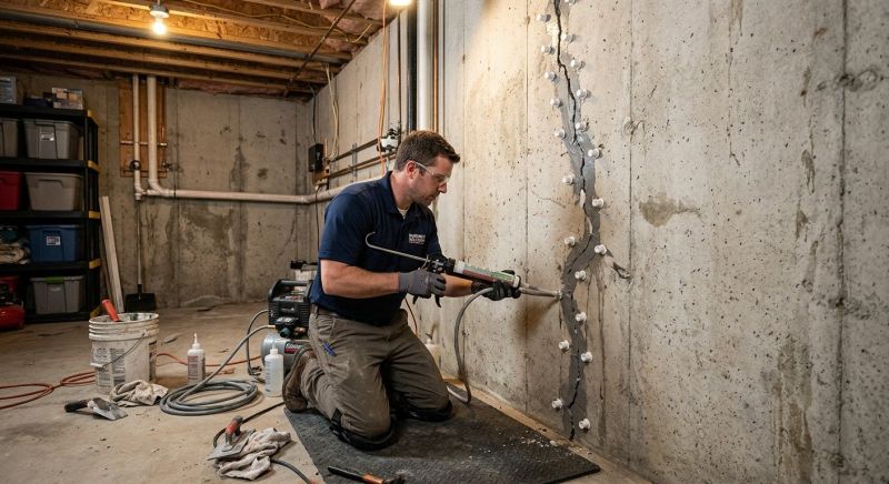 Basement Crack Repair in Middleboro, MA