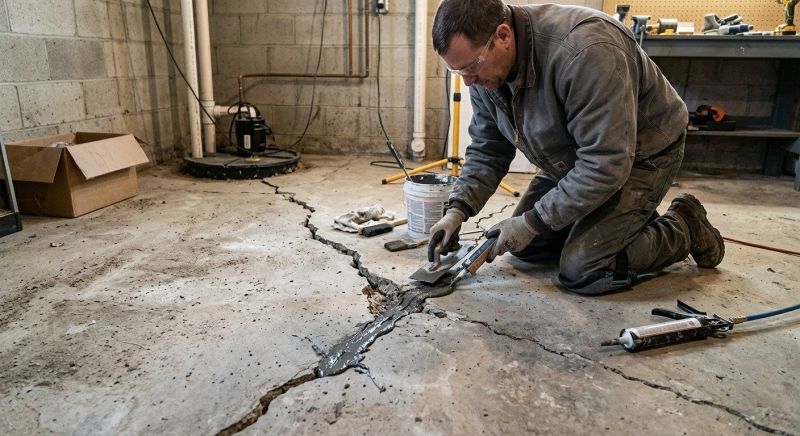 Cracked Basement Floor Repair in Middleboro, MA