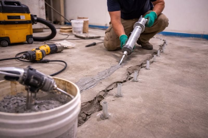 Cracked Basement Floor Repair in Middleboro, MA